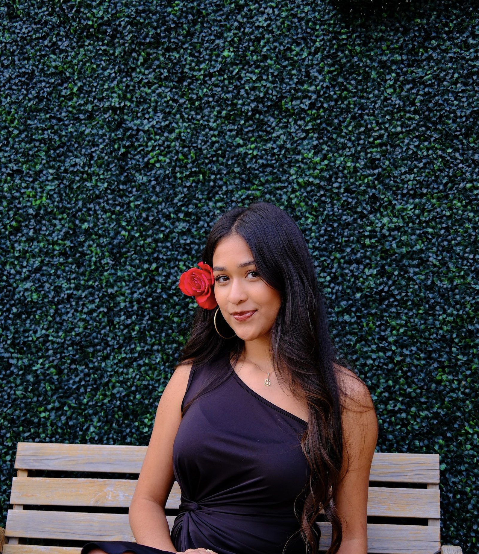 Maya Nohemi on a bench